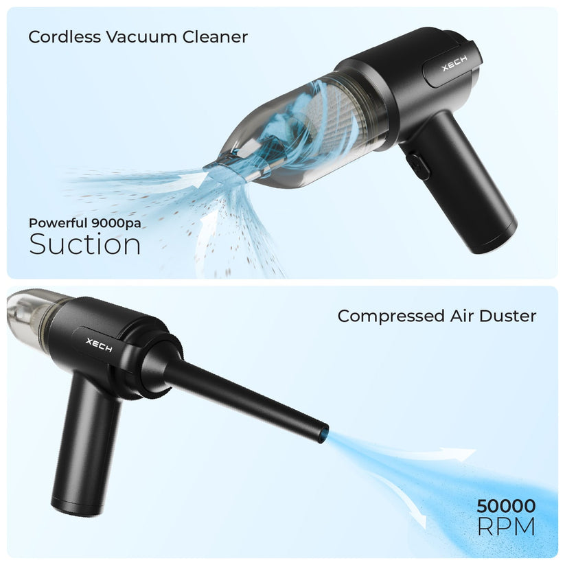 9000Pa Turbo Suction Cleaner | Cordless & Compact Design | Dual Function for Car, Home, office & More